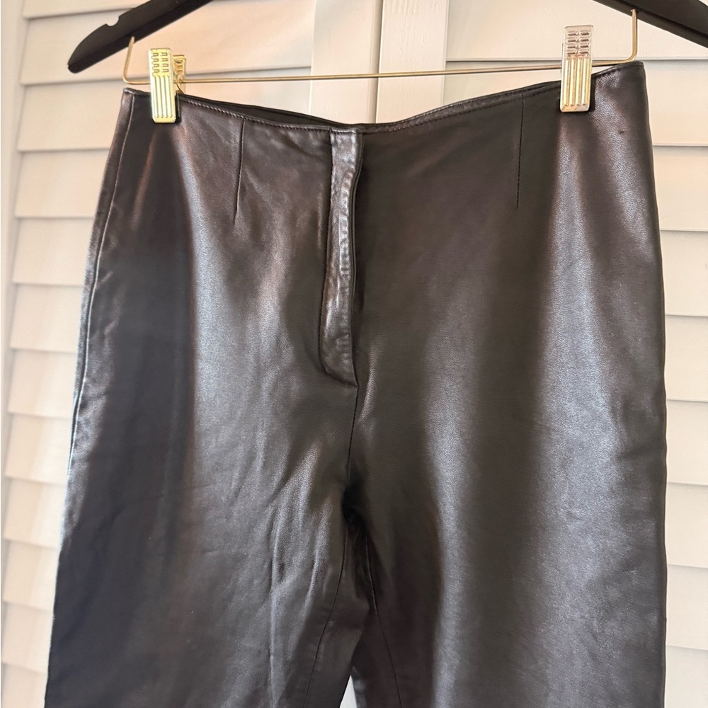 Siena Studio Women’s Straight Leg Black Real Leather Trouser Pants Size 6 - Picture 5 of 7
